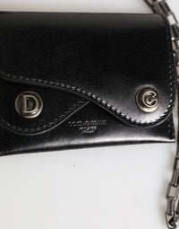 Dolce & Gabbana Dolce & Gabbana Black Cavallo Leather Wallet Chain Snap Bifold Card Men's Holder