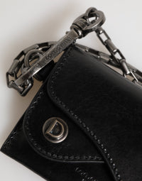 Dolce & Gabbana Dolce & Gabbana Black Cavallo Leather Wallet Chain Snap Bifold Card Men's Holder
