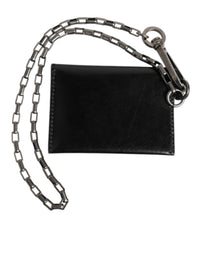 Dolce & Gabbana Dolce & Gabbana Black Cavallo Leather Wallet Chain Snap Bifold Card Men's Holder