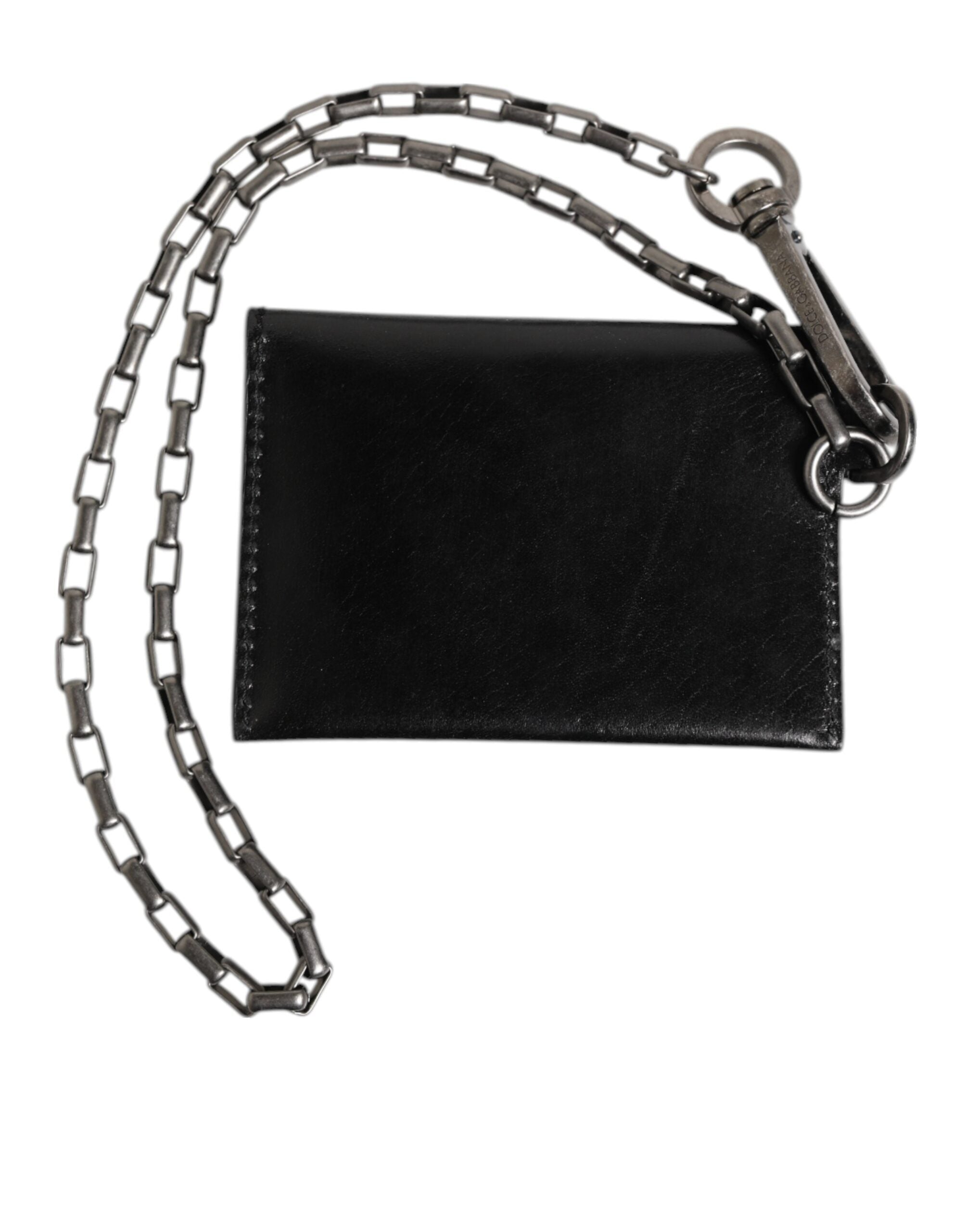 Dolce & Gabbana Dolce & Gabbana Black Cavallo Leather Wallet Chain Snap Bifold Card Men's Holder