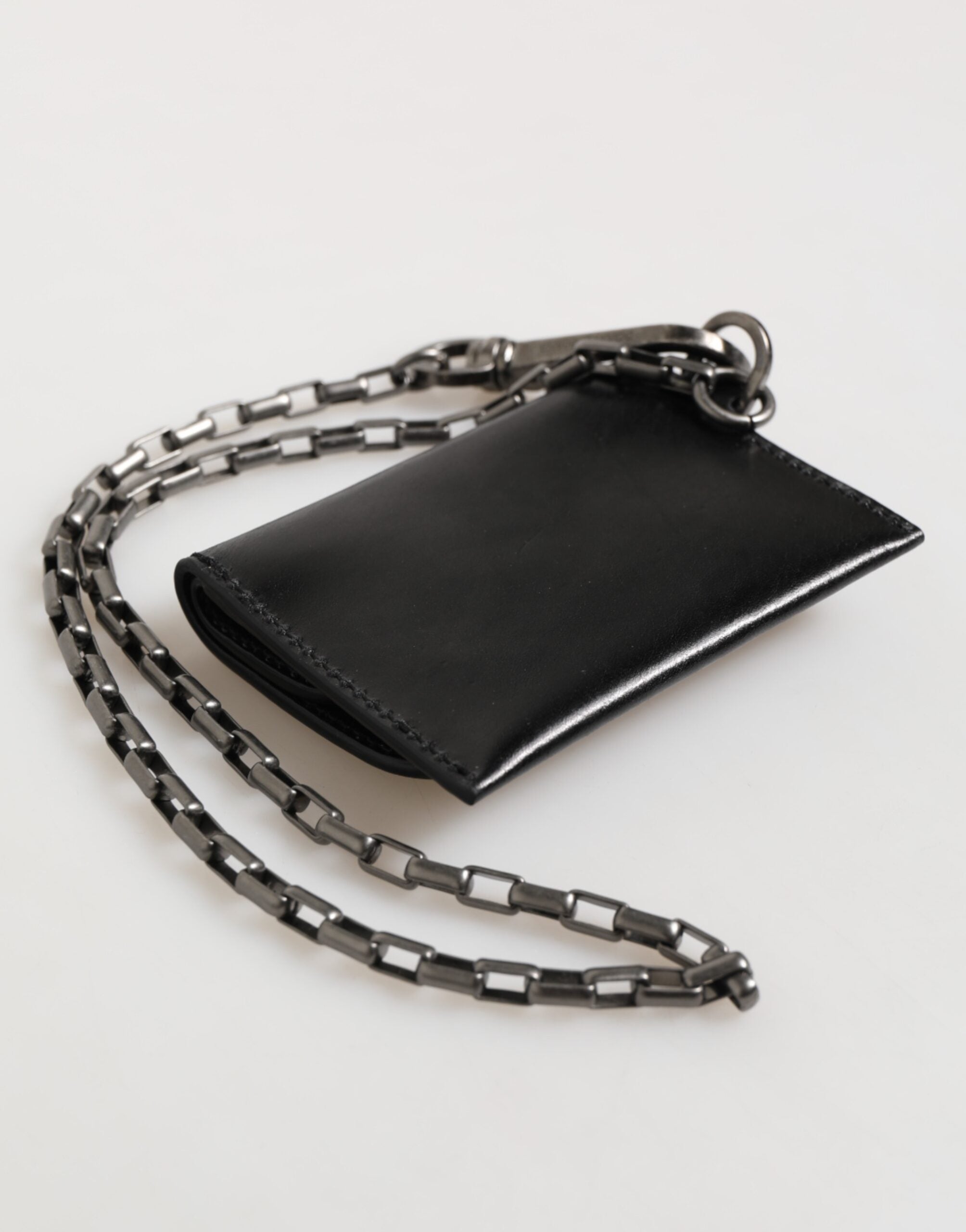 Dolce & Gabbana Dolce & Gabbana Black Cavallo Leather Wallet Chain Snap Bifold Card Men's Holder