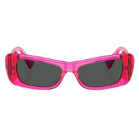 Versace Sunglasses Oval Full Rim, Transparent Fluo Fucsia Frame and Dark Grey Lens VE4481543487