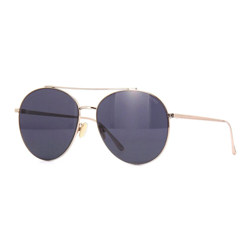 Tom Ford Sunglasses Round Full Rim, Gold Frame and Grey Lens FT075728A