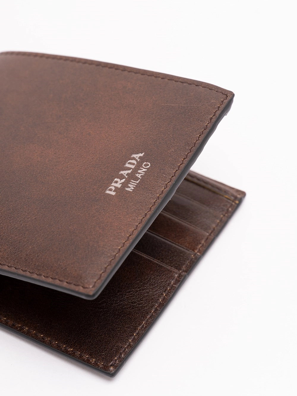 Prada Men Antiqued Leather Wallet