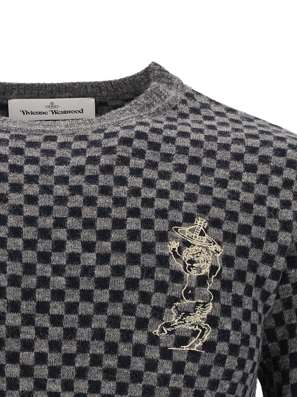 Vivienne Westwood Men Checkered Crewneck Sweater With Embroidery