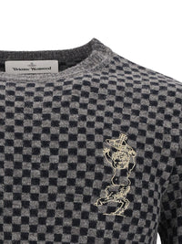 Vivienne Westwood Men Checkered Crewneck Sweater With Embroidery