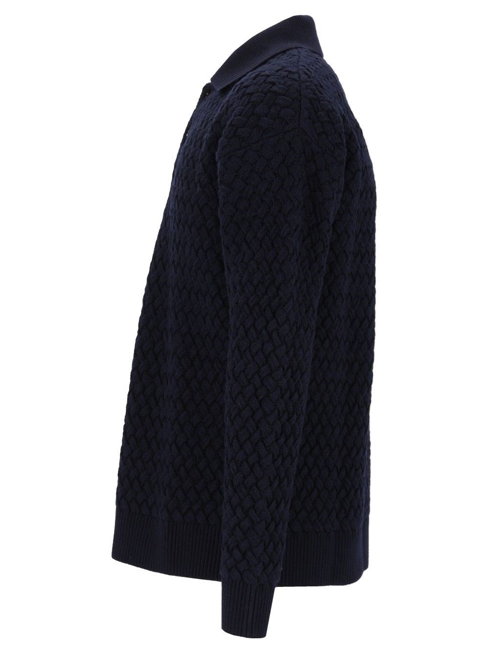 Bottega Veneta Bottega Veneta Men Woven Wool Polo Shirt