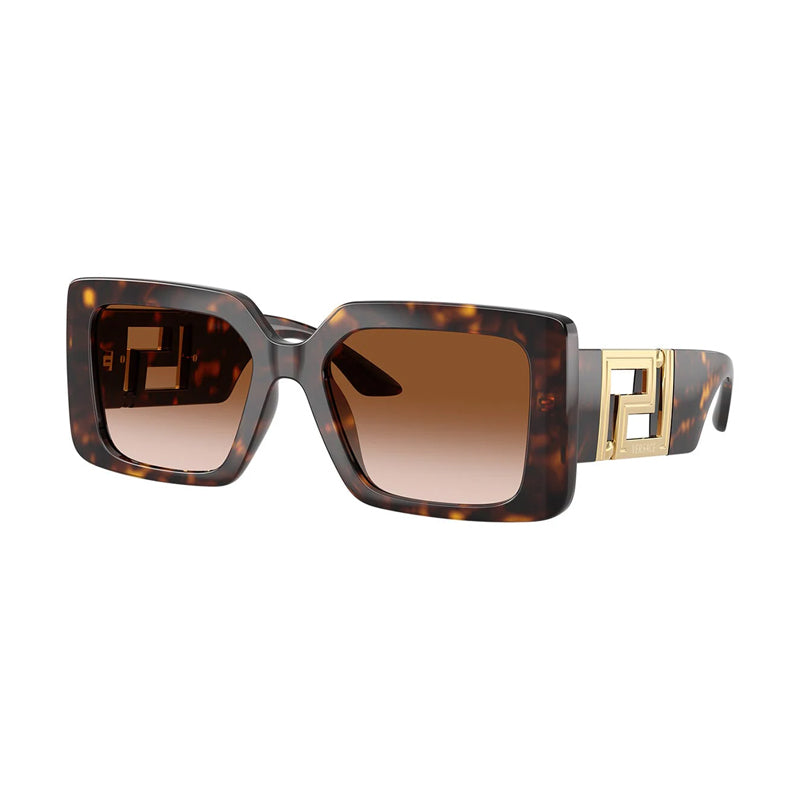 Versace Sunglasses Rectangle Full Rim, Dark Havana Frame and Brown Gradient Lens VE4505U108/13