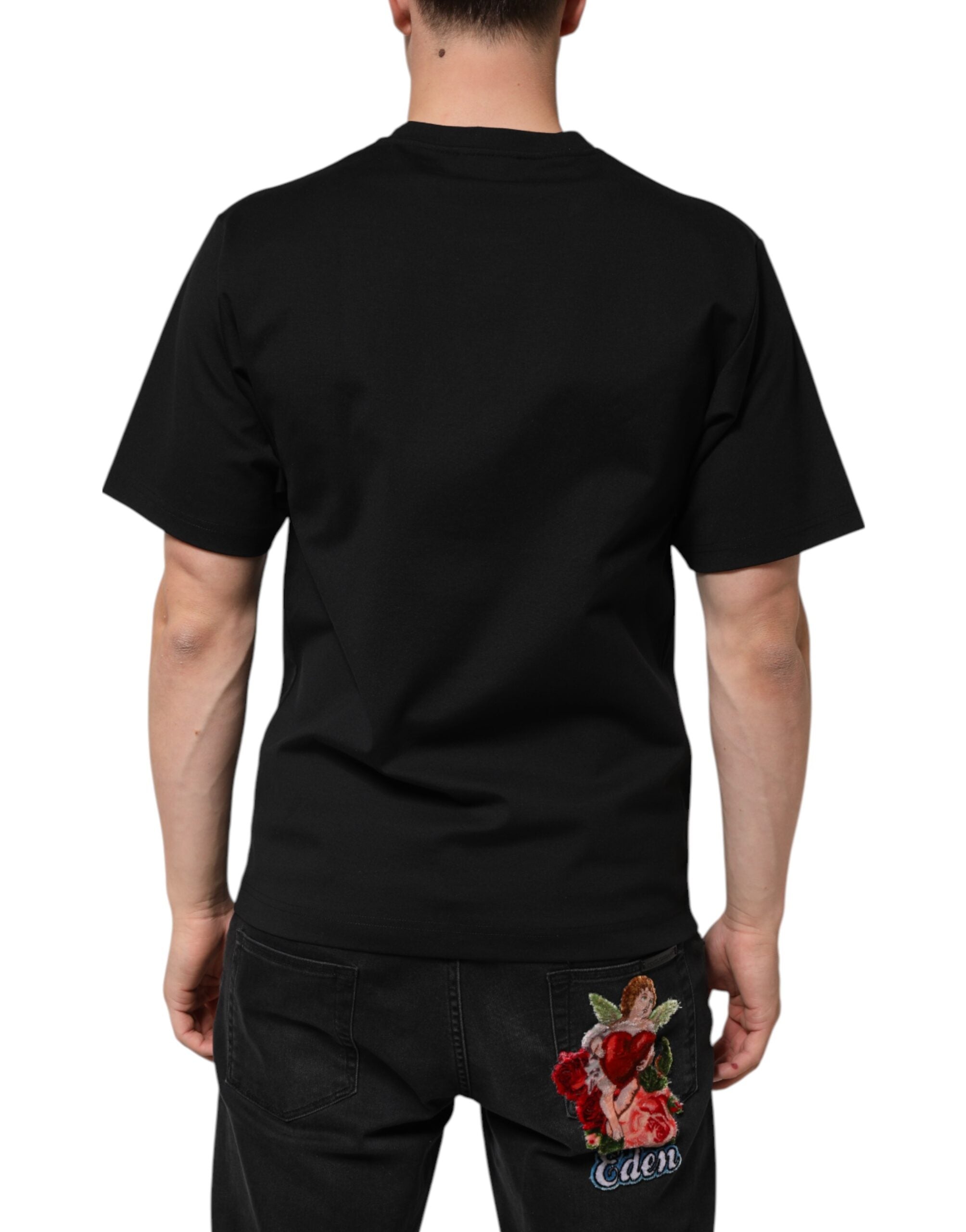 Dolce & Gabbana Black Cotton DG Logo Graffiti Short Sleeve Men's T