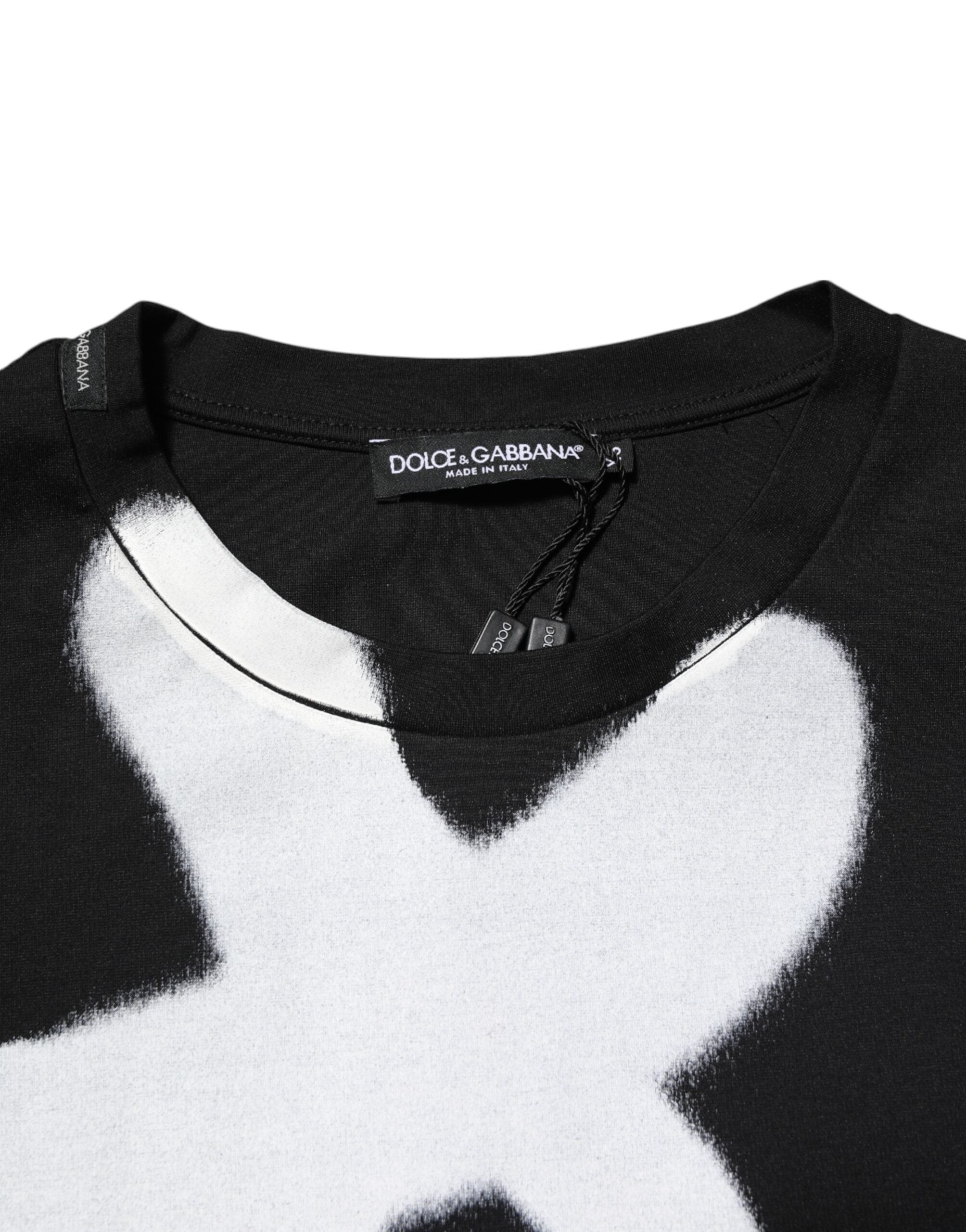 Dolce & Gabbana Black Cotton DG Logo Graffiti Short Sleeve Men's T