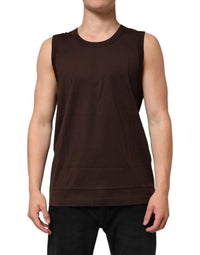 Dolce & Gabbana Brown Cotton Sleeveless Underwear Men Tank Men's Top