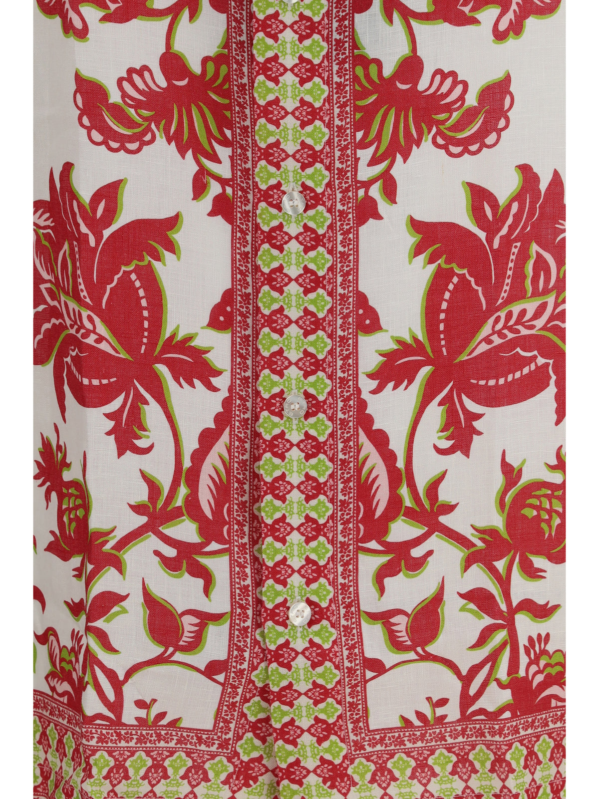 Etro Men Linen Shirt With Floral Print And Short Sleeves