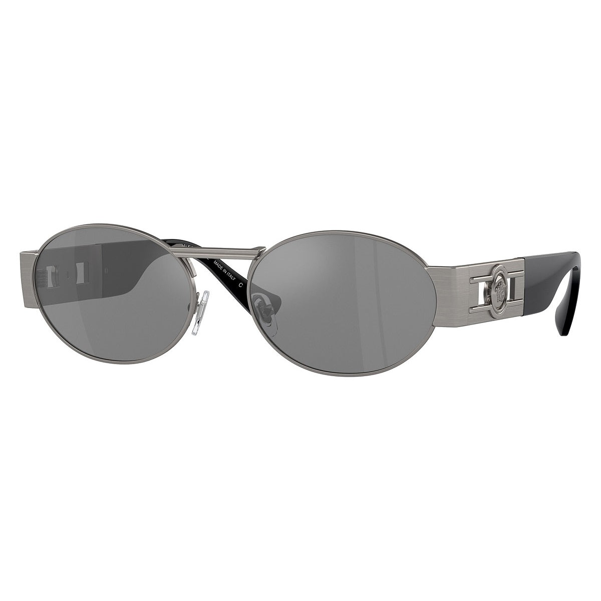 Versace Versace Sunglasses Oval Full Rim, Matte Gunmetal Frame and Grey Mirrored Silver Lens VE226410016G