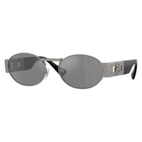 Versace Versace Sunglasses Oval Full Rim, Matte Gunmetal Frame and Grey Mirrored Silver Lens VE226410016G