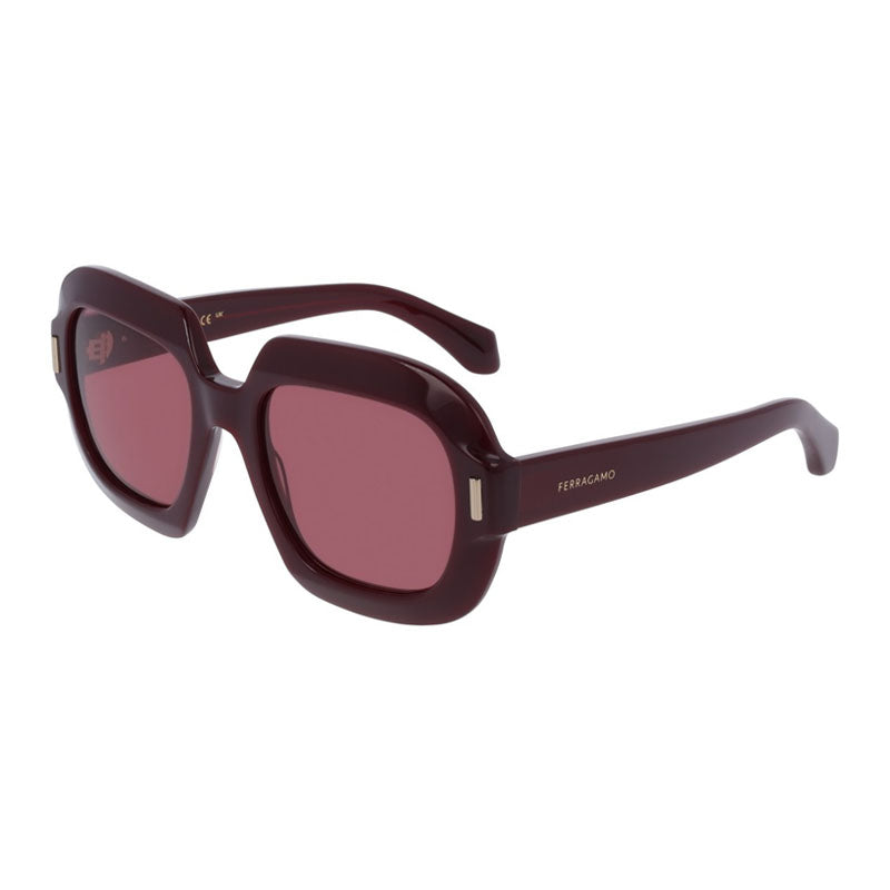 Salvatore Ferragamo Salvatore Ferragamo Sunglasses Square Full Rim, Burgundy Frame and Purple Lens SF2068SE606