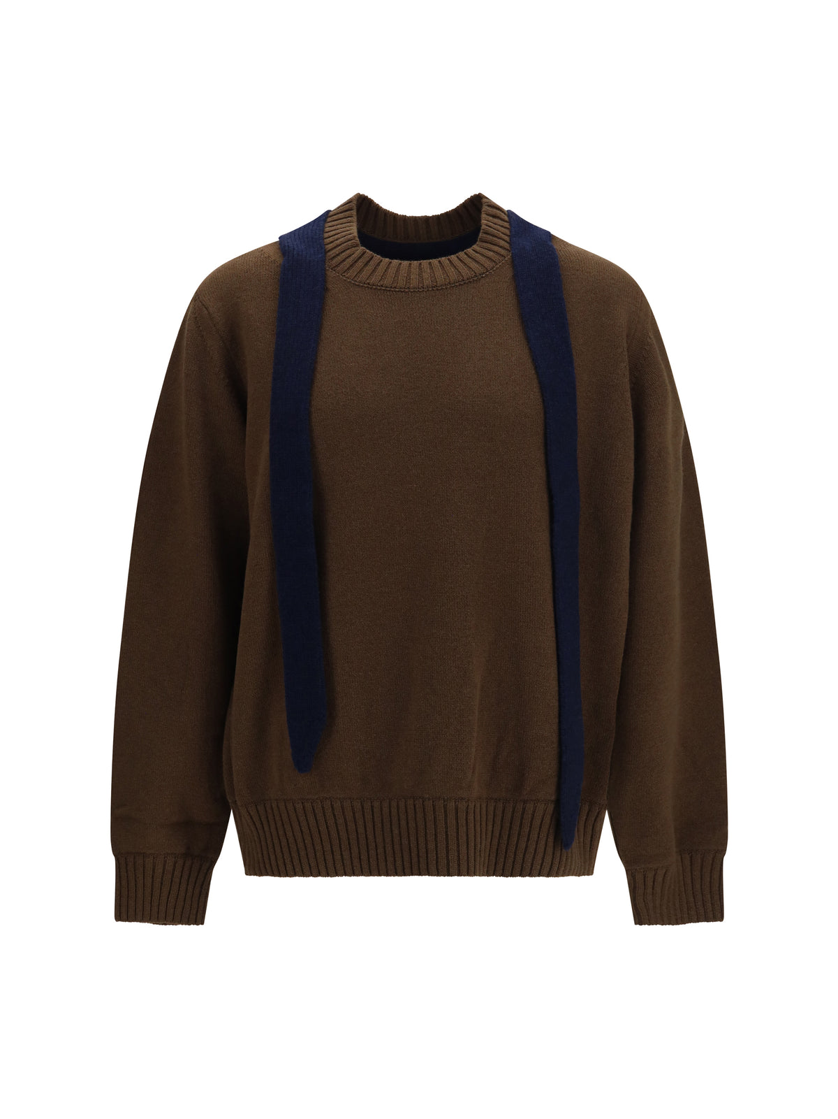 Sacai Men Wool Knit Cardigan With Integrated Scarf