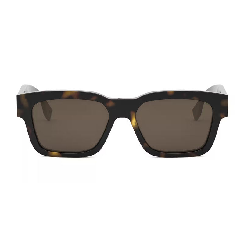 Fendi Sunglasses Square Full Rim, Dark Havana Frame and Brown Lens FE40107I52E