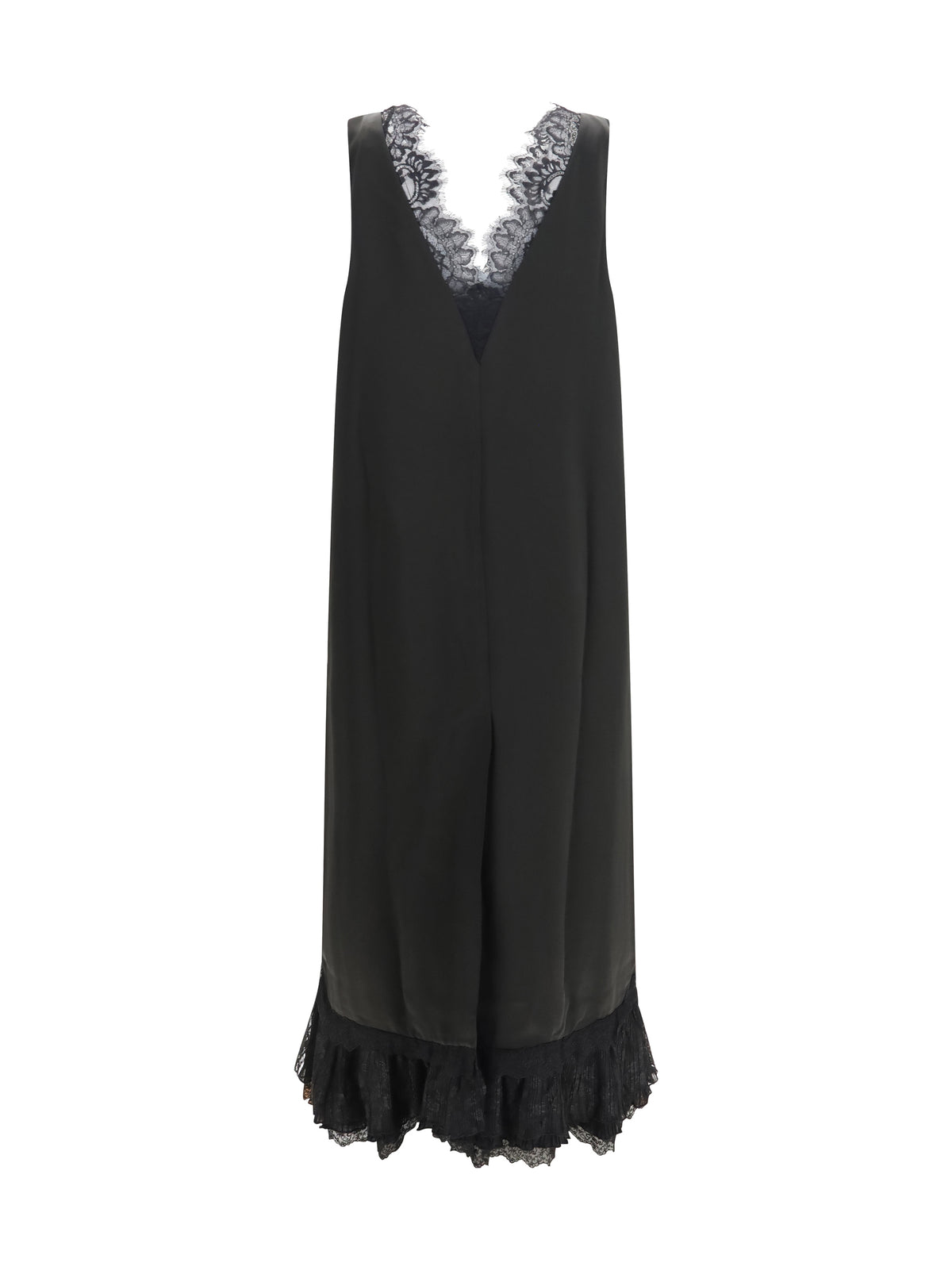 Ganni Women Lace-Trimmed Satin Long Dress