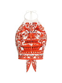 Dolce & Gabbana Women Majolica-Print Charmeuse Top