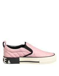 Dolce & Gabbana Pink Quilted Nylon Slip-On Sneaker Women's Shoes