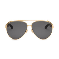 Roberto Cavalli Sunglasses Aviator Full Rim, Shiny Rose Gold Frame and Dark Grey Lens SRC090M0300