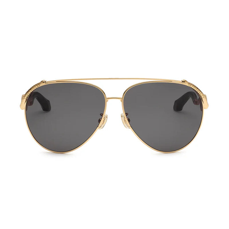 Roberto Cavalli Sunglasses Aviator Full Rim, Shiny Rose Gold Frame and Dark Grey Lens SRC090M0300