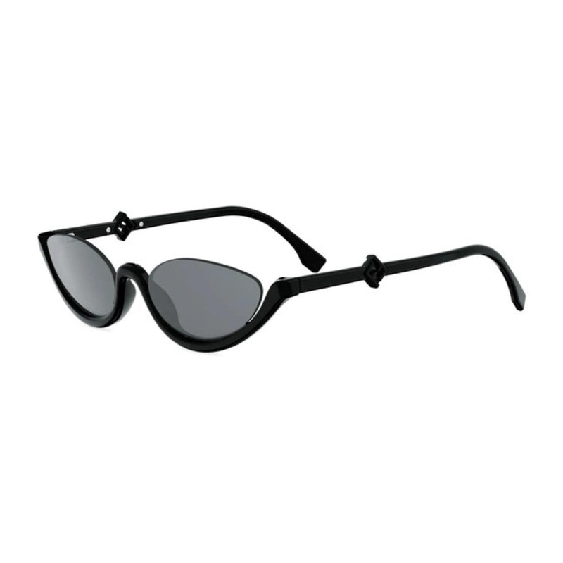 Fendi Fendi Sunglasses Cat Eye Semi Rim, Shiny Black Frame and Smoke Lens FE40178U01A