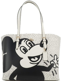 COACH Mickey Mouse Signature Tote Bag BlackWhite C4159