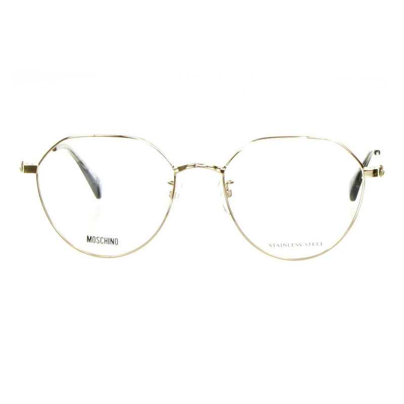 Moschino Eyeglasses Geometric Full Rim, Gold Frame and Clear Demo Lenses Lens MOS564/F0J5G00