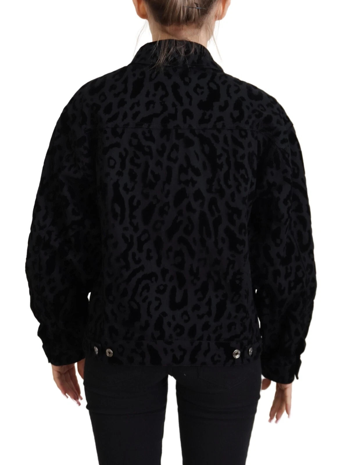 Dolce & Gabbana Dolce & Gabbana Cotton Black Leopard Long Sleeve Denim Women's Jacket