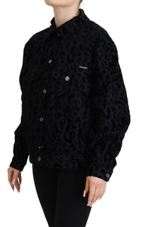Dolce & Gabbana Dolce & Gabbana Cotton Black Leopard Long Sleeve Denim Women's Jacket