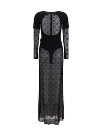 MARINE SERRE Marine Serre Women Layered Long Dress In Jersey And Mesh