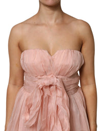 Dolce & Gabbana Pink Silk Chiffon A-line Pleated Midi Women's Dress
