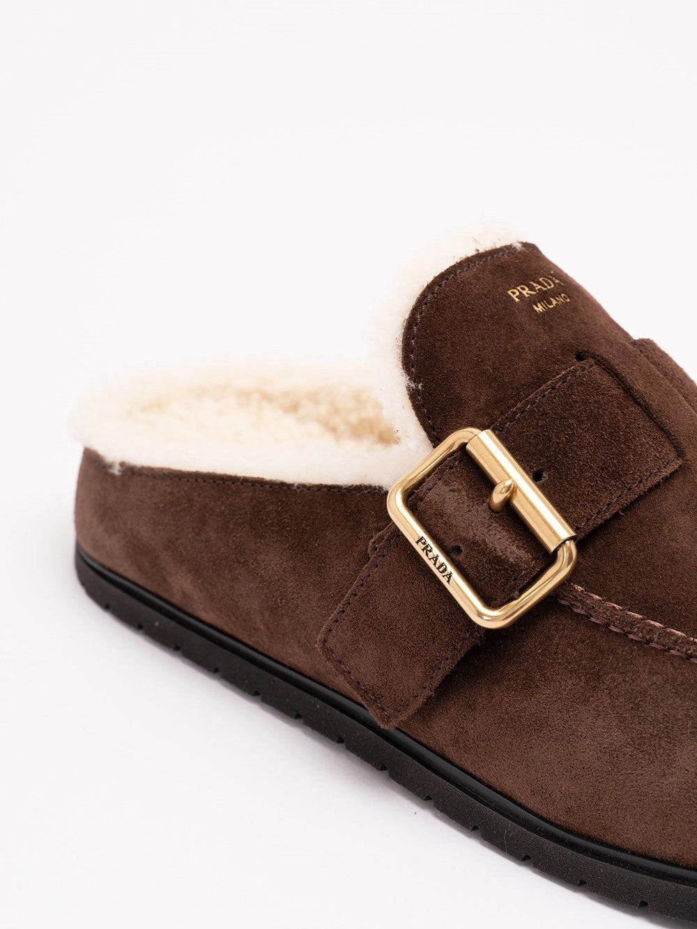 Prada Women Suede And Shearling Mules