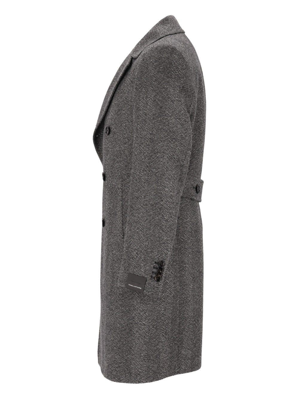 Tagliatore Men Double-Breasted Herringbone Coat