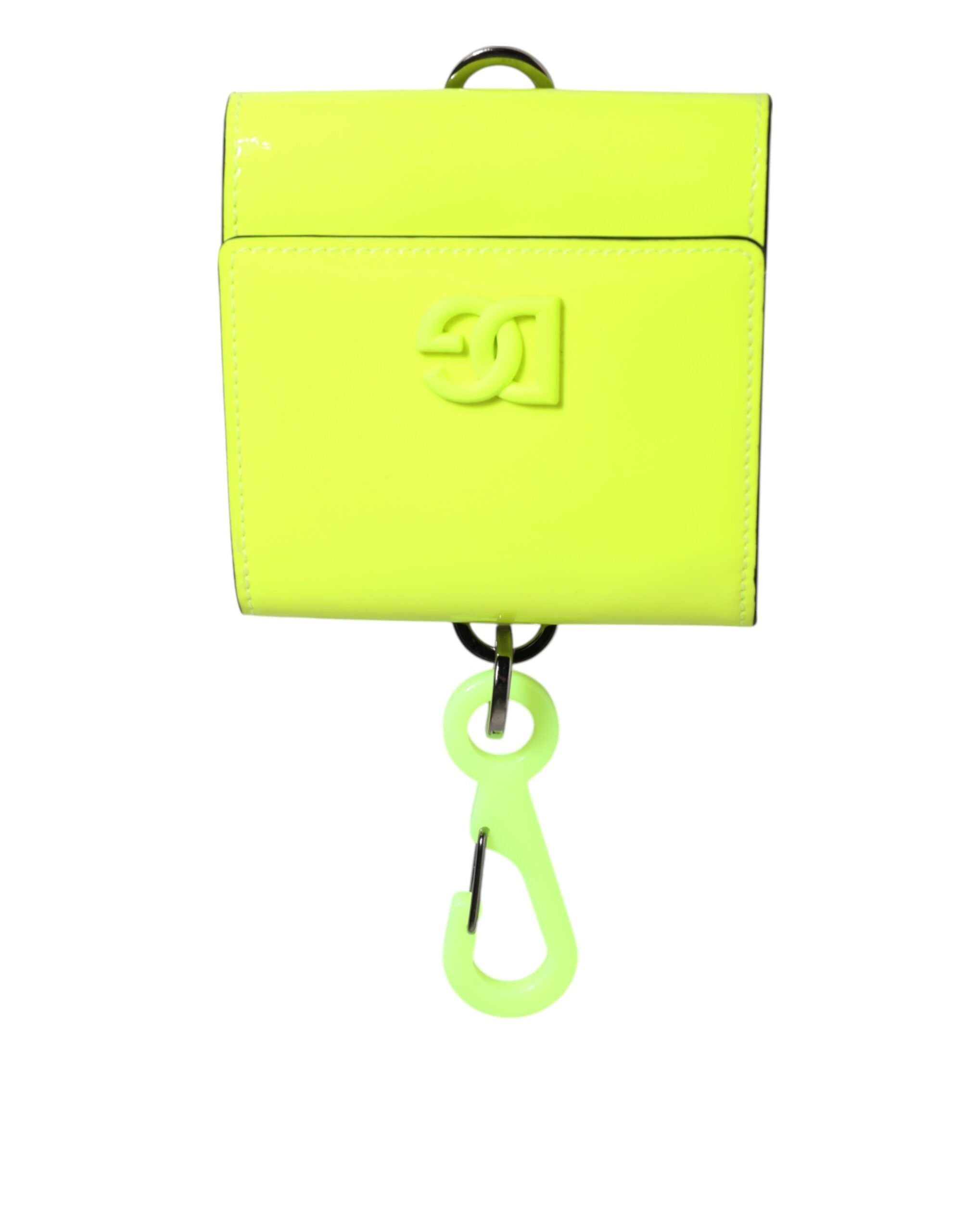 Dolce & Gabbana Dolce & Gabbana Yellow Green Bifold DG Logo Neck Strap Cardholder Men's Wallet