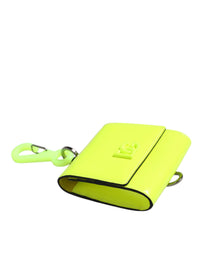 Dolce & Gabbana Dolce & Gabbana Yellow Green Bifold DG Logo Neck Strap Cardholder Men's Wallet