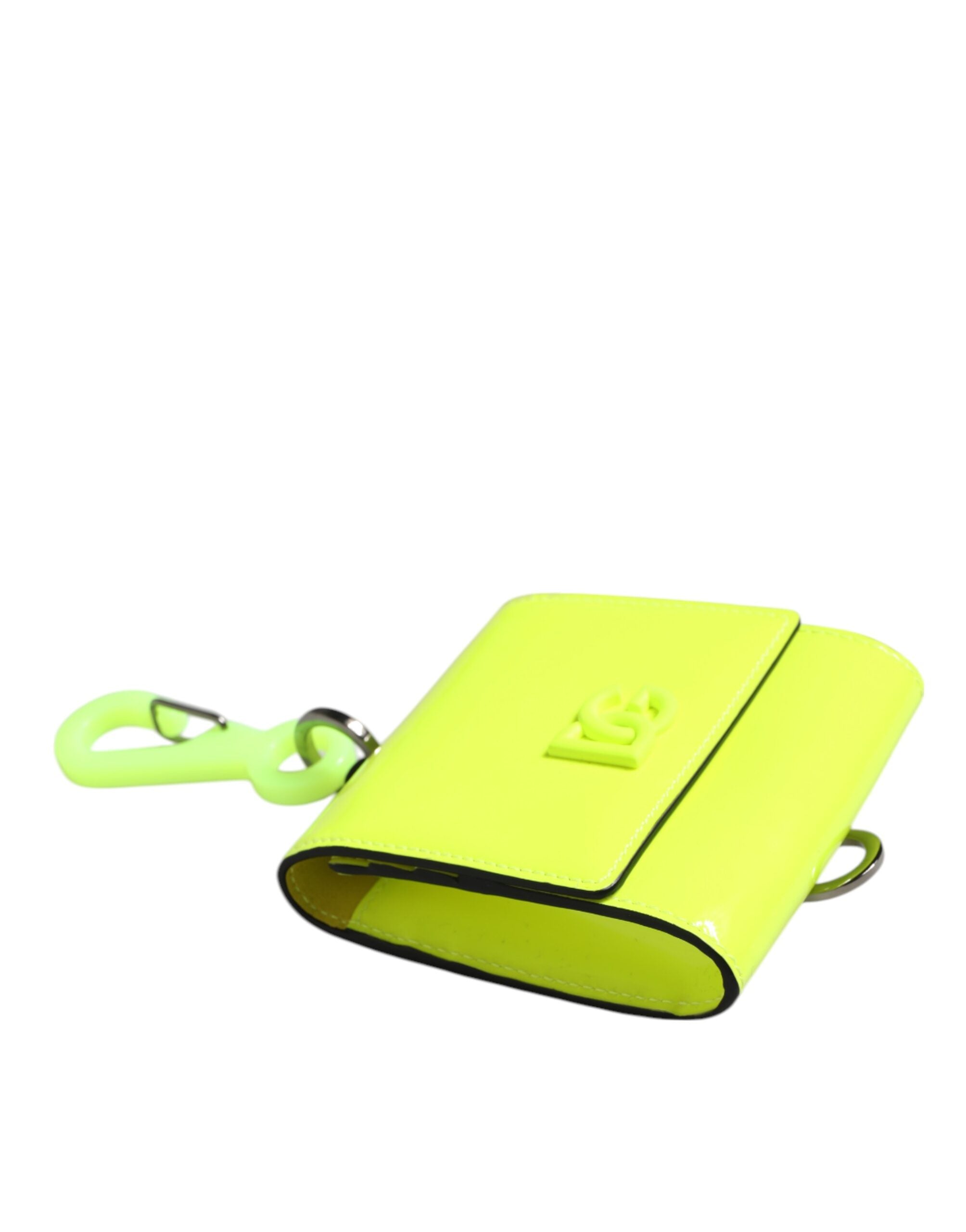 Dolce & Gabbana Dolce & Gabbana Yellow Green Bifold DG Logo Neck Strap Cardholder Men's Wallet