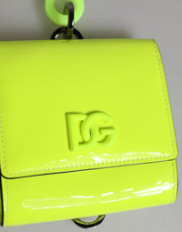 Dolce & Gabbana Dolce & Gabbana Yellow Green Bifold DG Logo Neck Strap Cardholder Men's Wallet