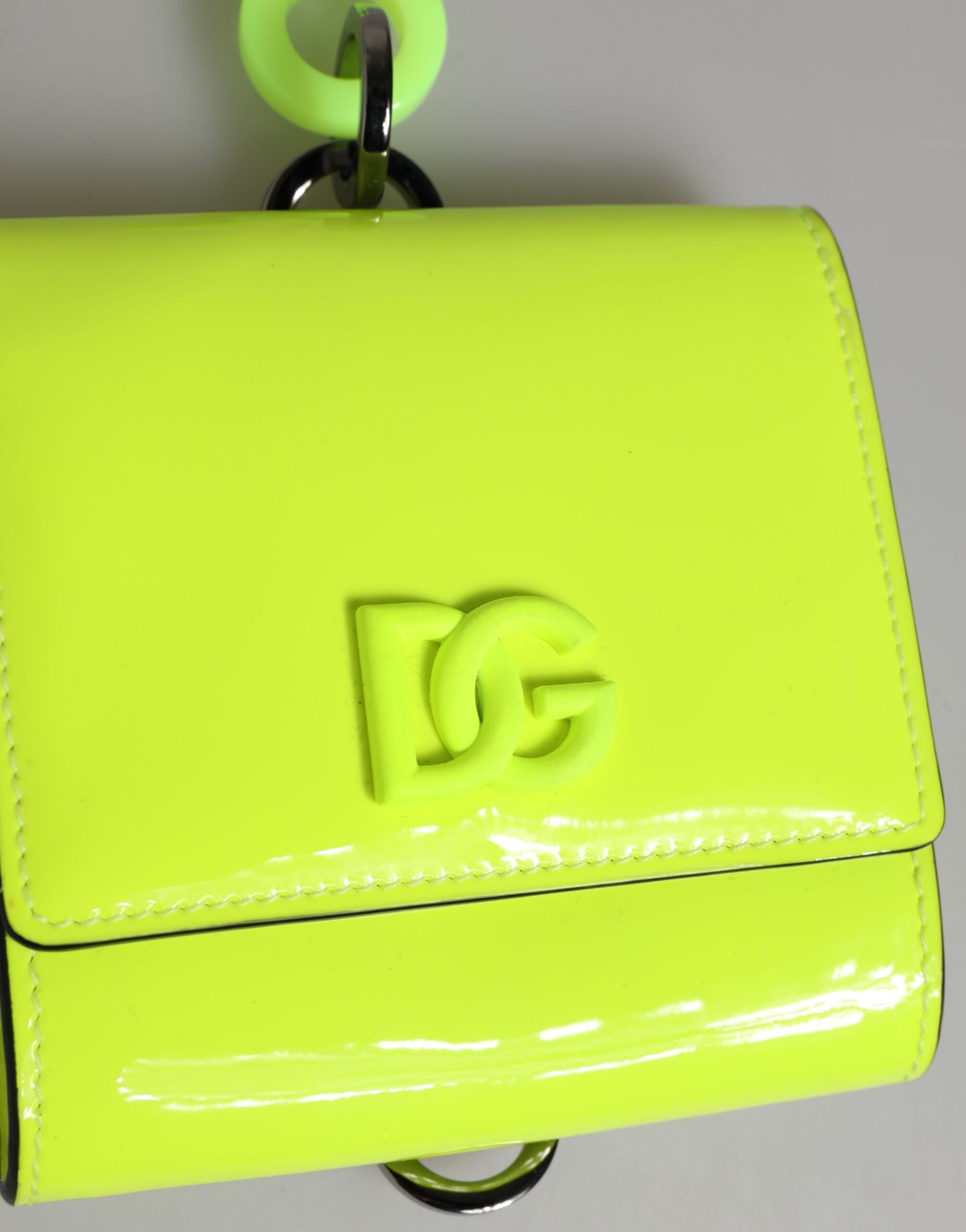 Dolce & Gabbana Dolce & Gabbana Yellow Green Bifold DG Logo Neck Strap Cardholder Men's Wallet