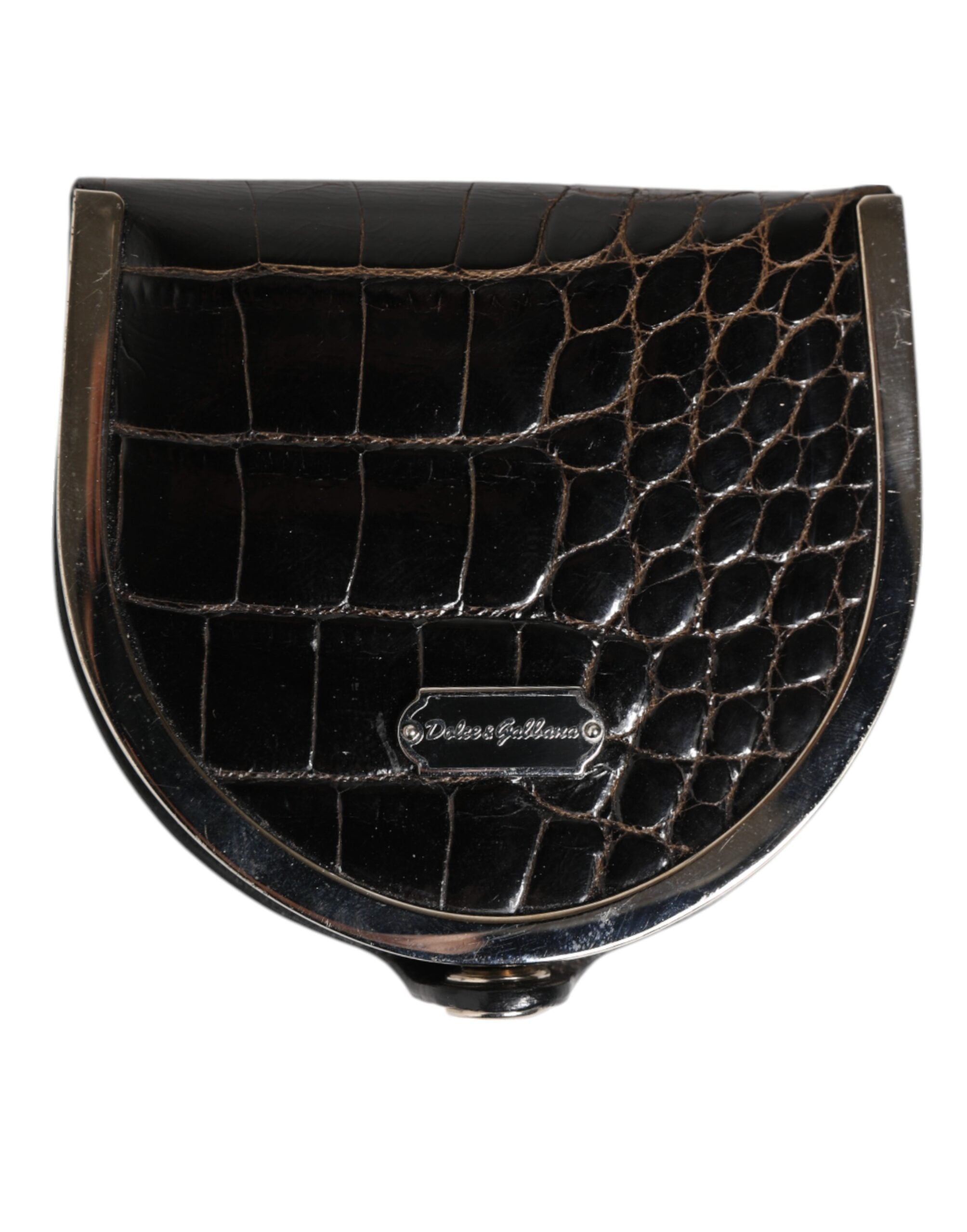 Dolce & Gabbana Dolce & Gabbana Black Polished Crocodile Leather Mens Coin Purse Men's Wallet