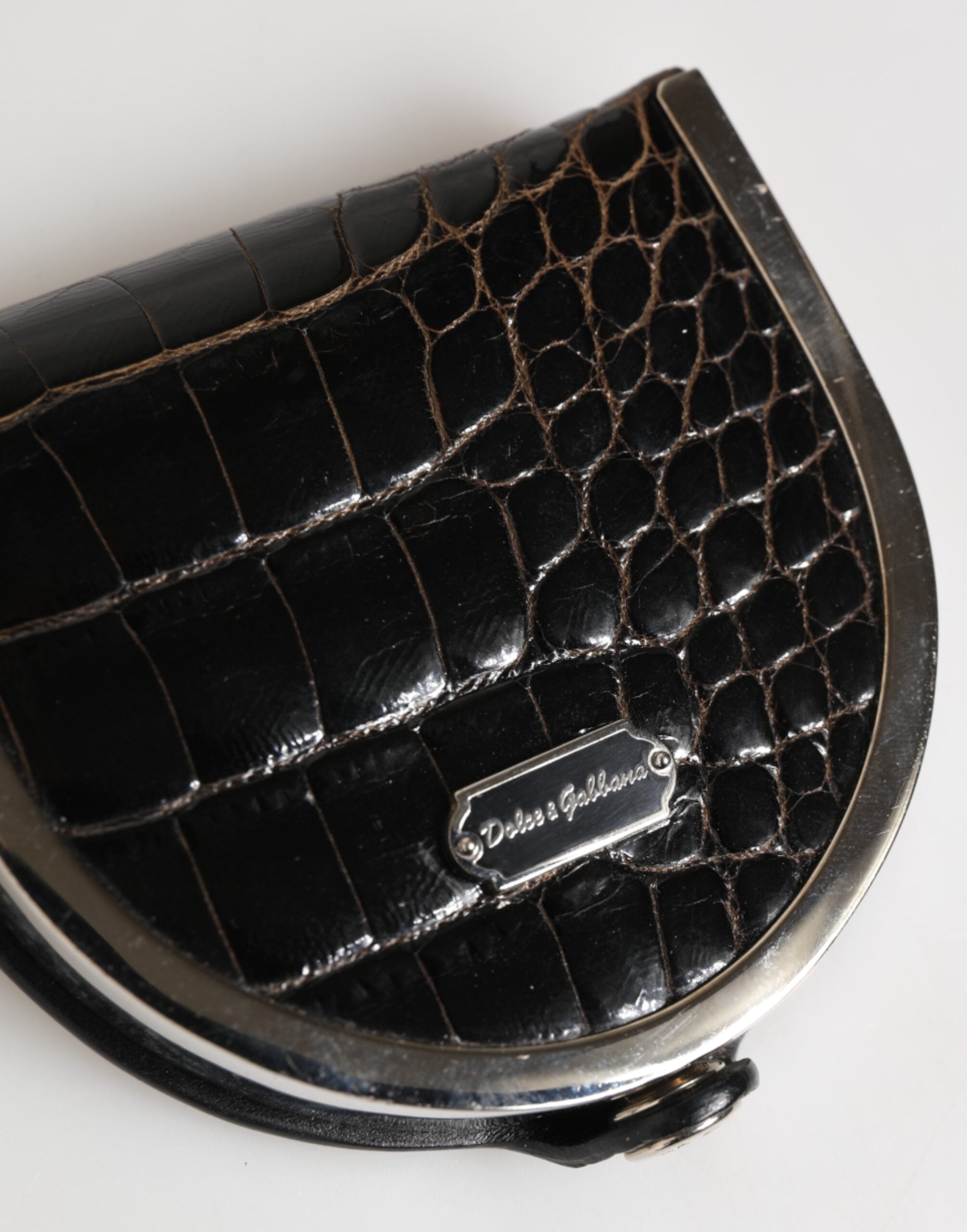 Dolce & Gabbana Dolce & Gabbana Black Polished Crocodile Leather Mens Coin Purse Men's Wallet