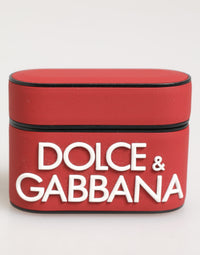 Dolce & Gabbana Dolce & Gabbana Red White Silicone Embossed Logo Accessory Airpods  Case