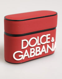 Dolce & Gabbana Dolce & Gabbana Red White Silicone Embossed Logo Accessory Airpods  Case