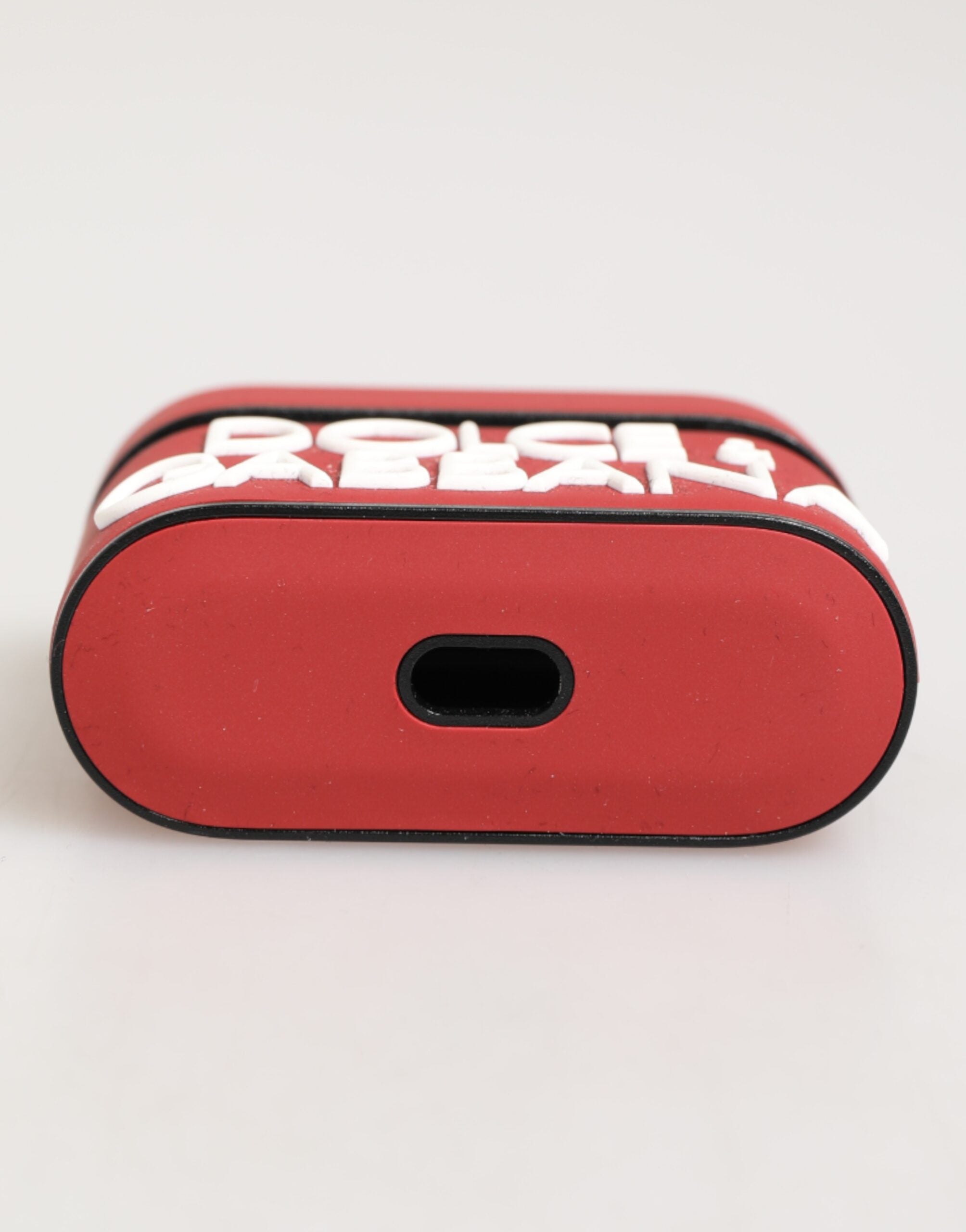 Dolce & Gabbana Dolce & Gabbana Red White Silicone Embossed Logo Accessory Airpods  Case