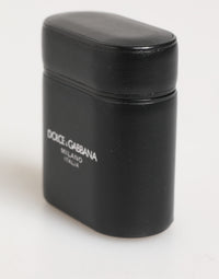 Dolce & Gabbana Dolce & Gabbana Black Calfskin Leather Logo Print Flip Holder Airpods  Case