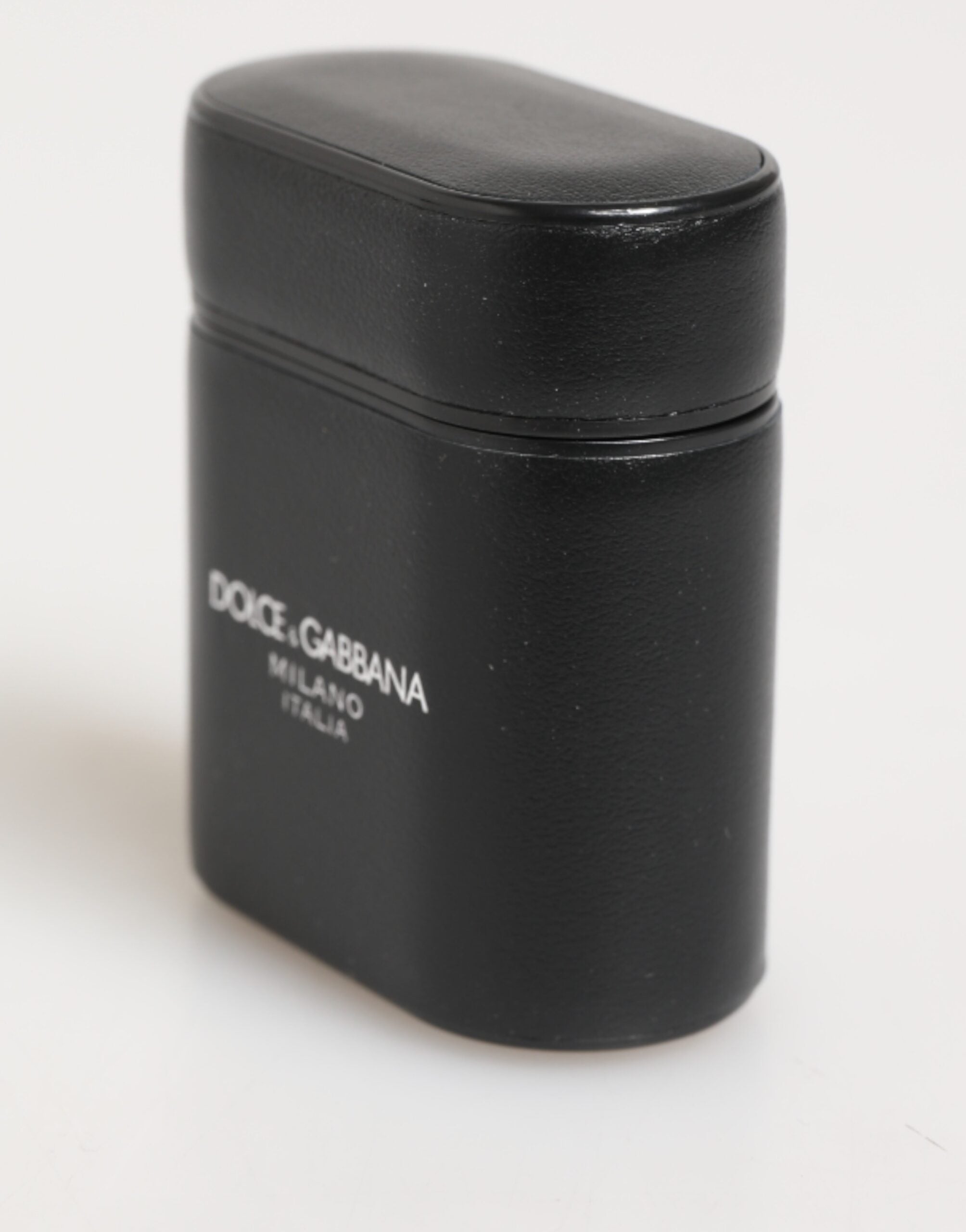 Dolce & Gabbana Dolce & Gabbana Black Calfskin Leather Logo Print Flip Holder Airpods  Case