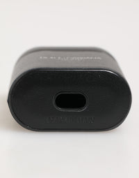 Dolce & Gabbana Dolce & Gabbana Black Calfskin Leather Logo Print Flip Holder Airpods  Case