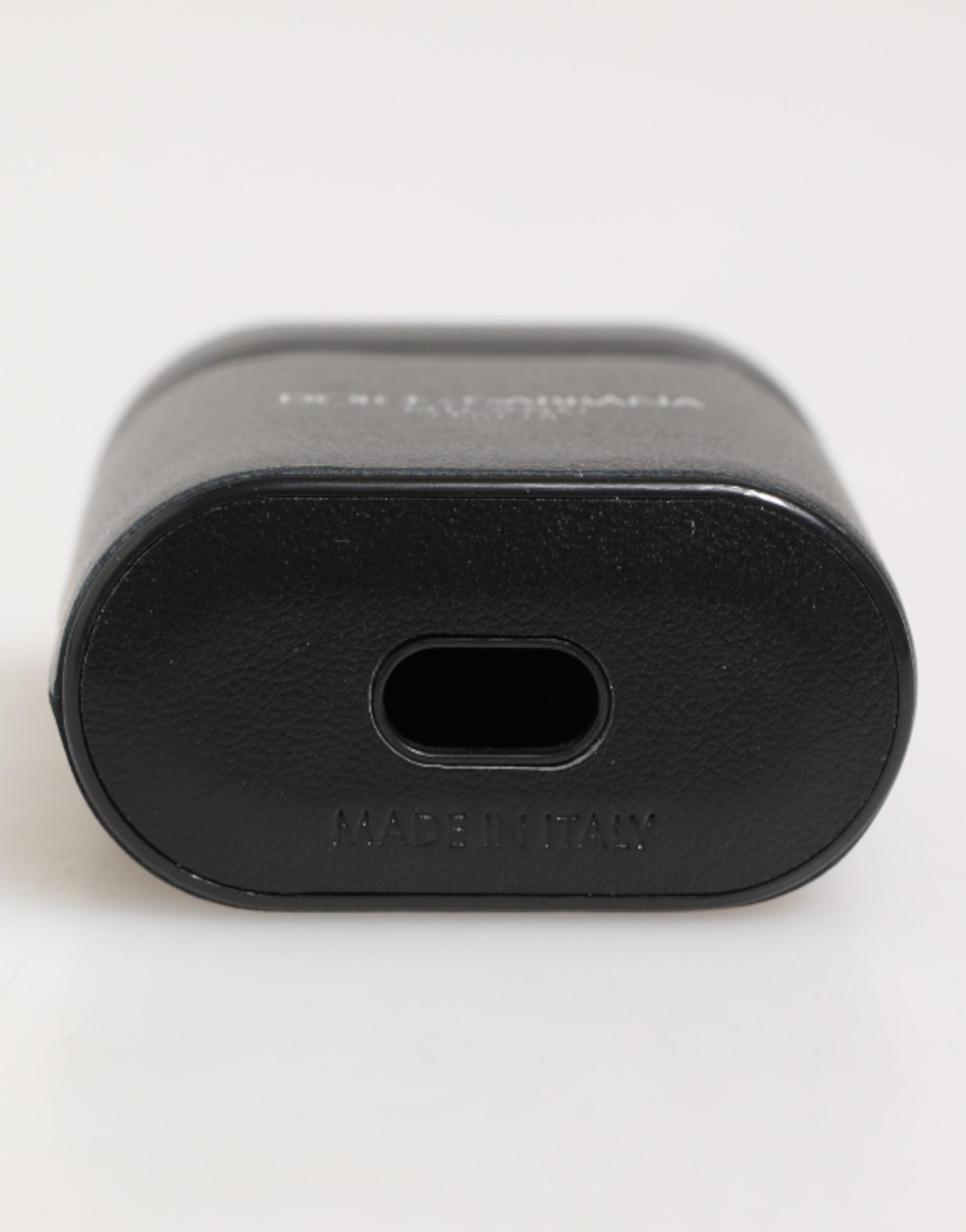Dolce & Gabbana Dolce & Gabbana Black Calfskin Leather Logo Print Flip Holder Airpods  Case