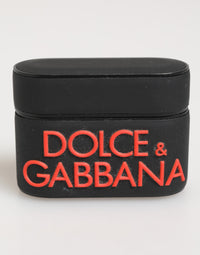 Dolce & Gabbana Dolce & Gabbana Black Orange Rubber Logo Embossed Accessory Airpods  Case